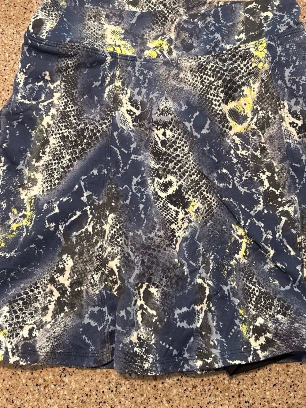 DonaJo Navy Snake-Print Skirt/skort with bright yellow Accents
